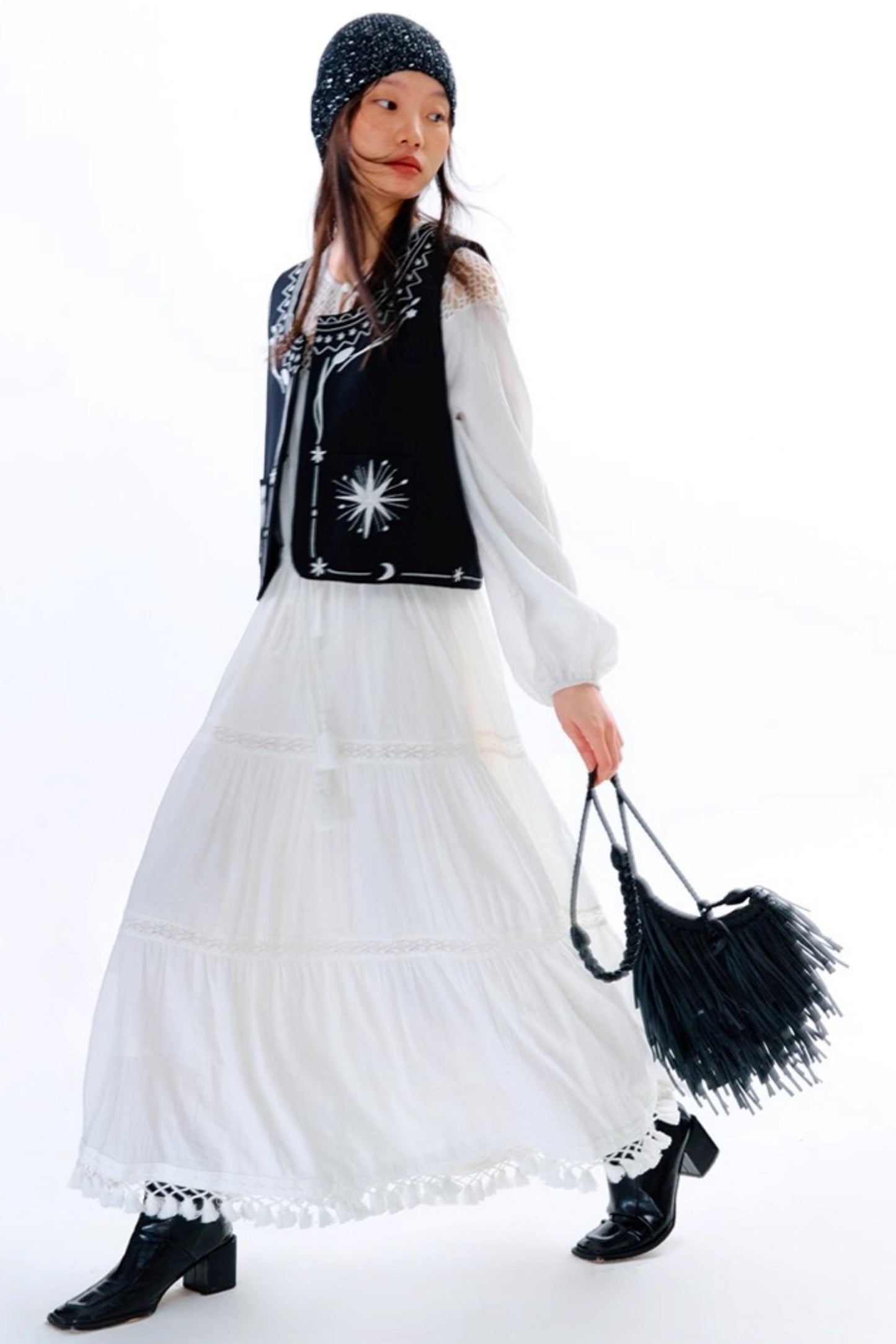 Bright Star Vintage Bird Embroidery Wool Jacket Set-Up