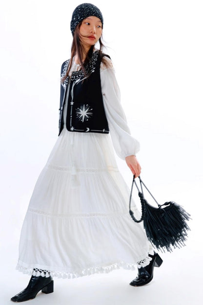 Bright Star Vintage Bird Embroidery Wool Jacket Set-Up