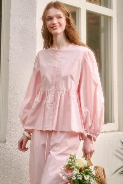 Baby Pink Cotton Dress Set-Up