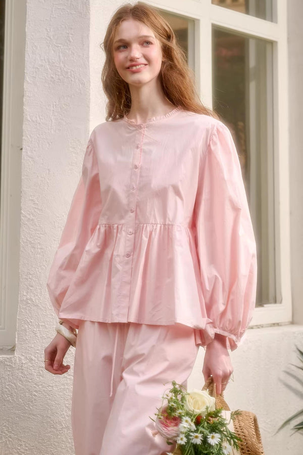 Baby Pink Cotton Dress Set-Up