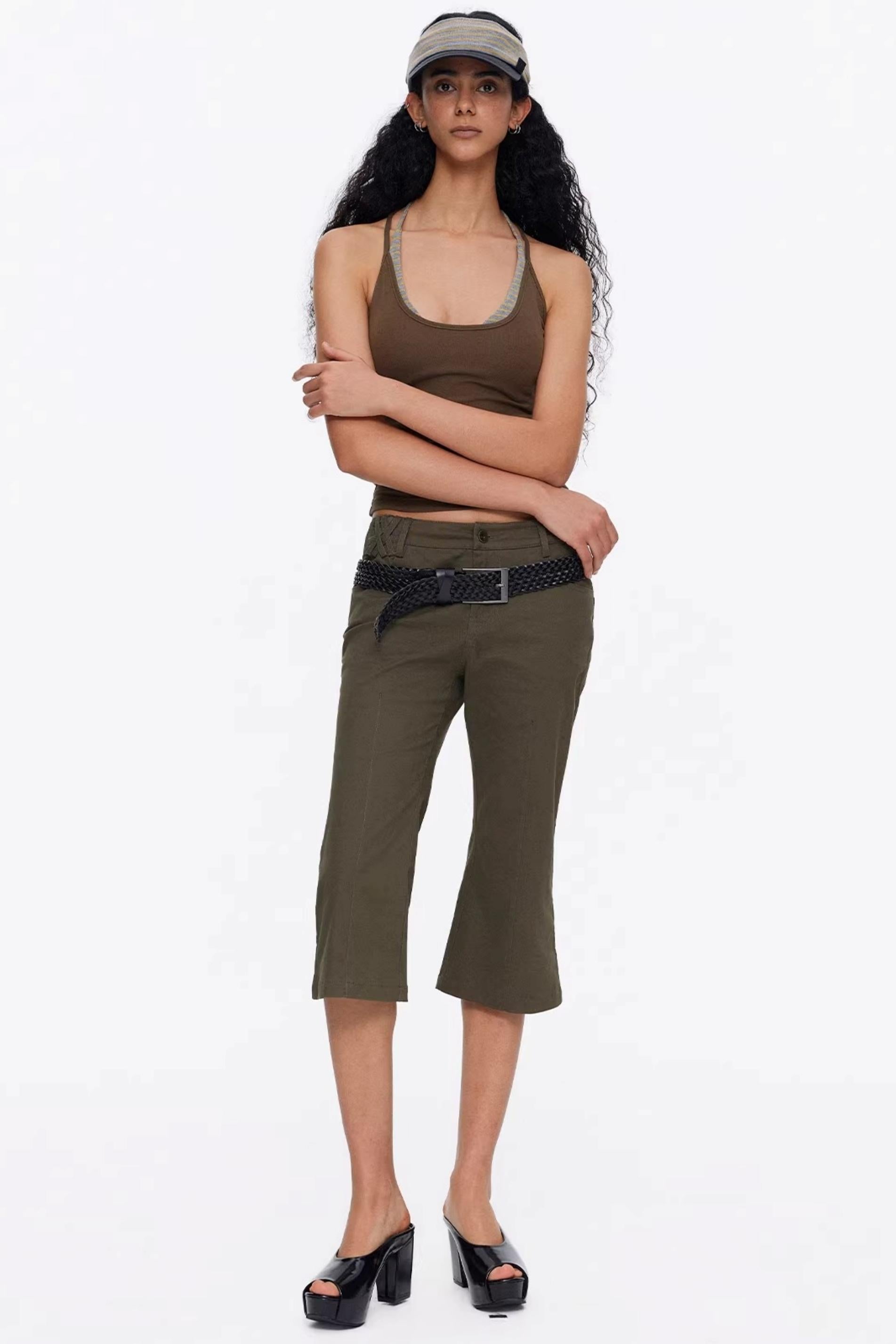 Earth tone brown coffee ribbed tank top