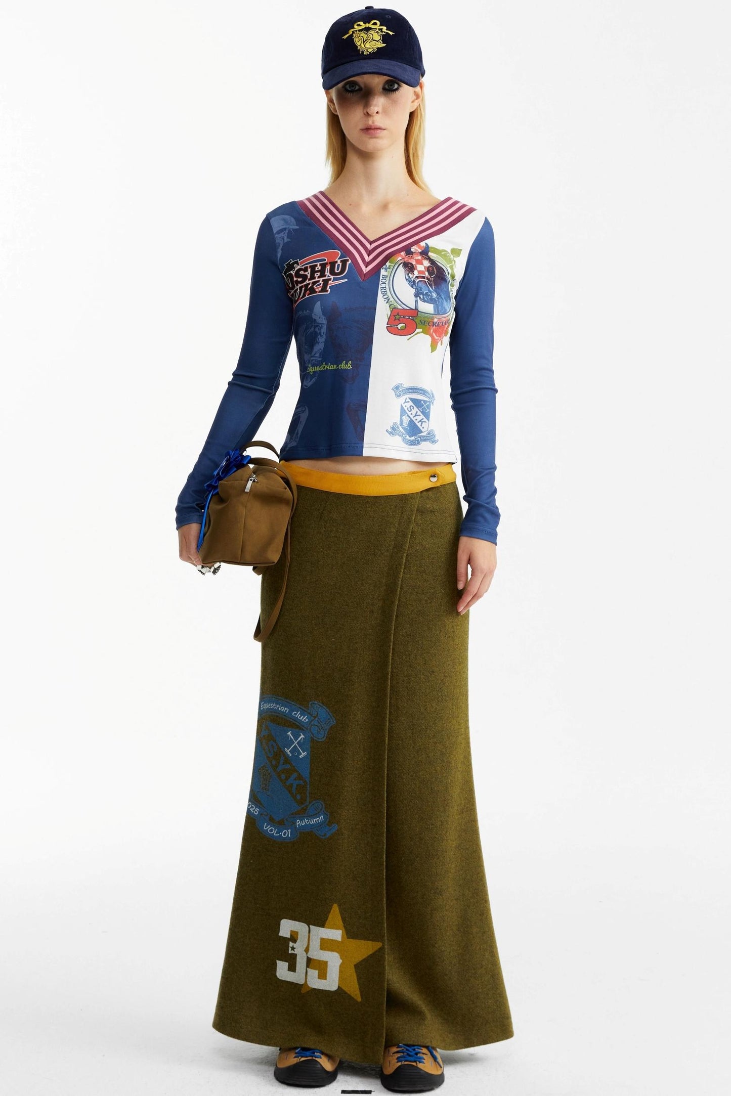 Olive Woolen Long Skirt