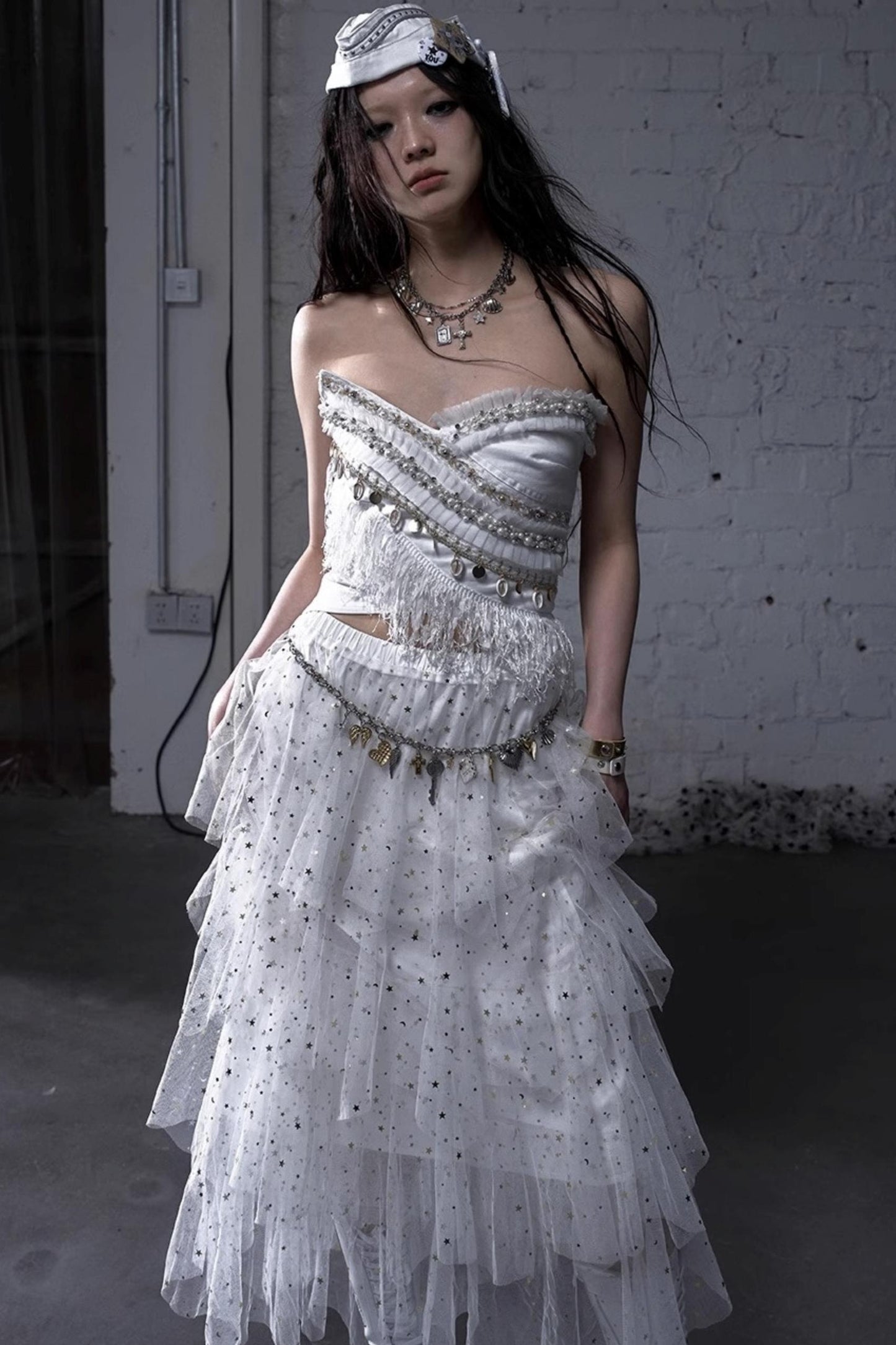 Fairycore Star Tiered Mesh Skirt