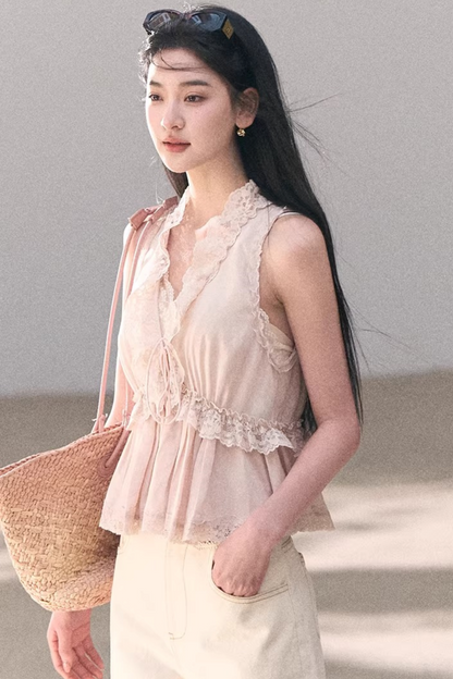 Hidden Petals Silk Lace Top