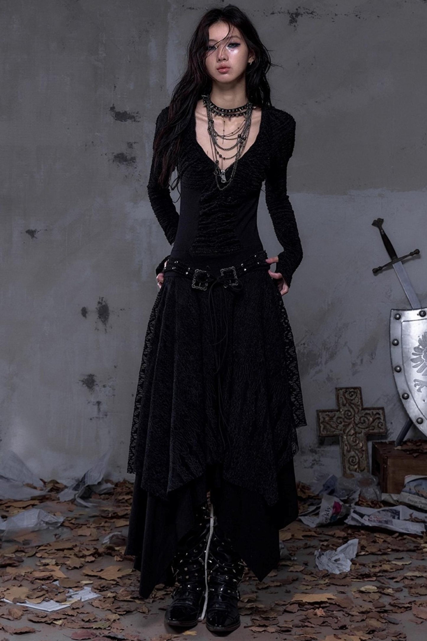 Court Dream Puff Sleeve Lace Maxi Dress