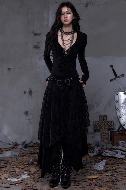 Court Dream Puff Sleeve Lace Maxi Dress