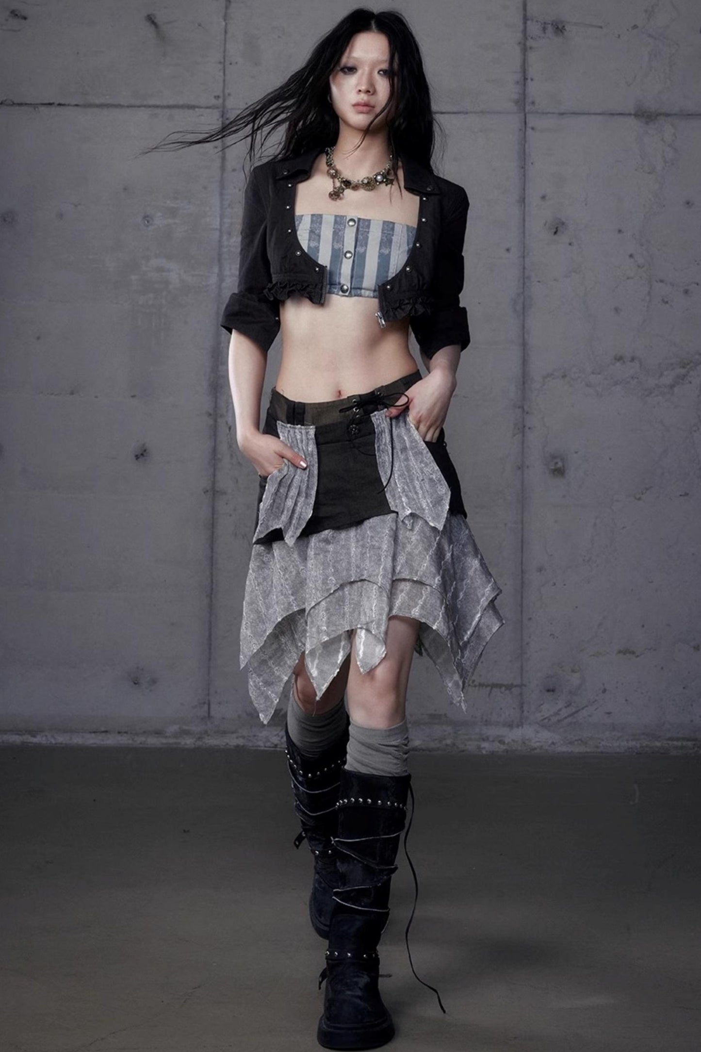 Vintage Punk Court Slim Print Long-Sleeved Shirts