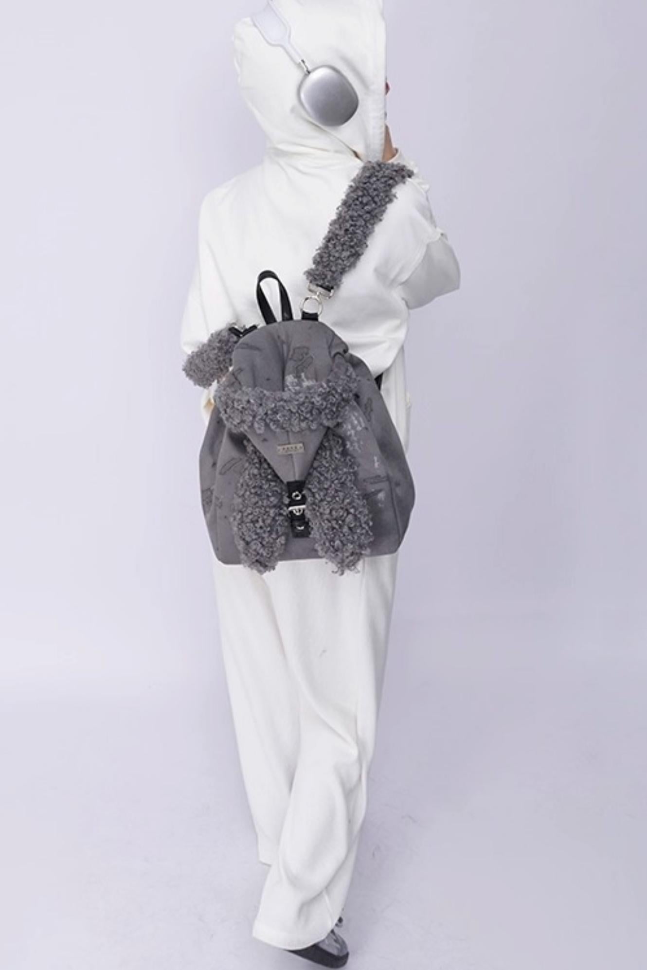 Cute Furry Rabbit Ears Backpack