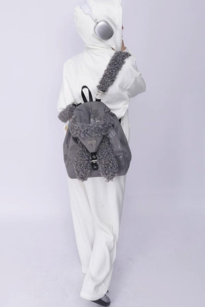 Cute Furry Rabbit Ears Backpack