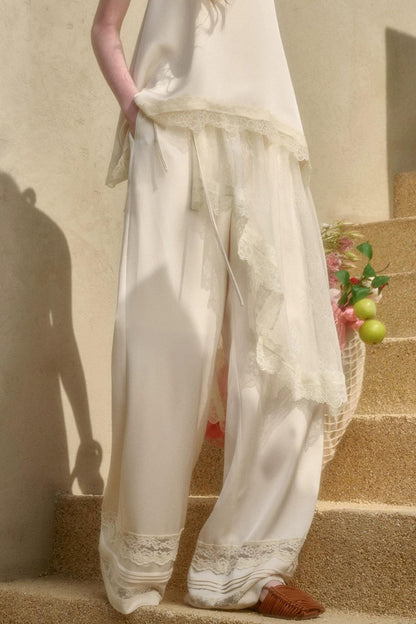 Satin Pearl Lace Suit Set-Up