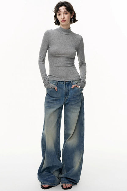 Loose Straight Wide-Leg Scimitar Jeans