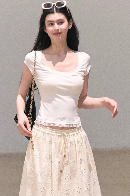 Lace Bohemian Short-Sleeve T-Shirt