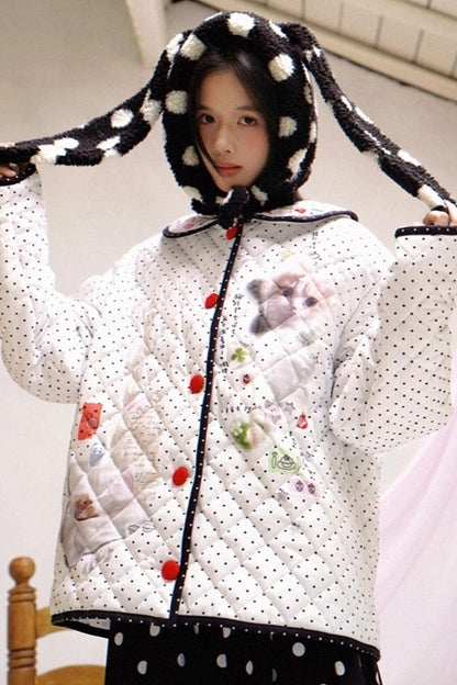 Happy Polka Dot Rabbit Ears Bow Hat