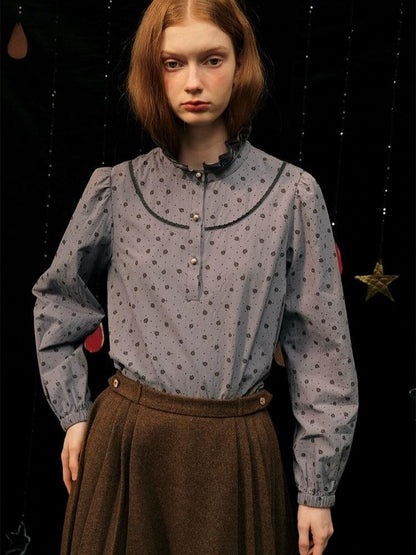 Lace Collar Hyacinth Long Sleeve Shirt