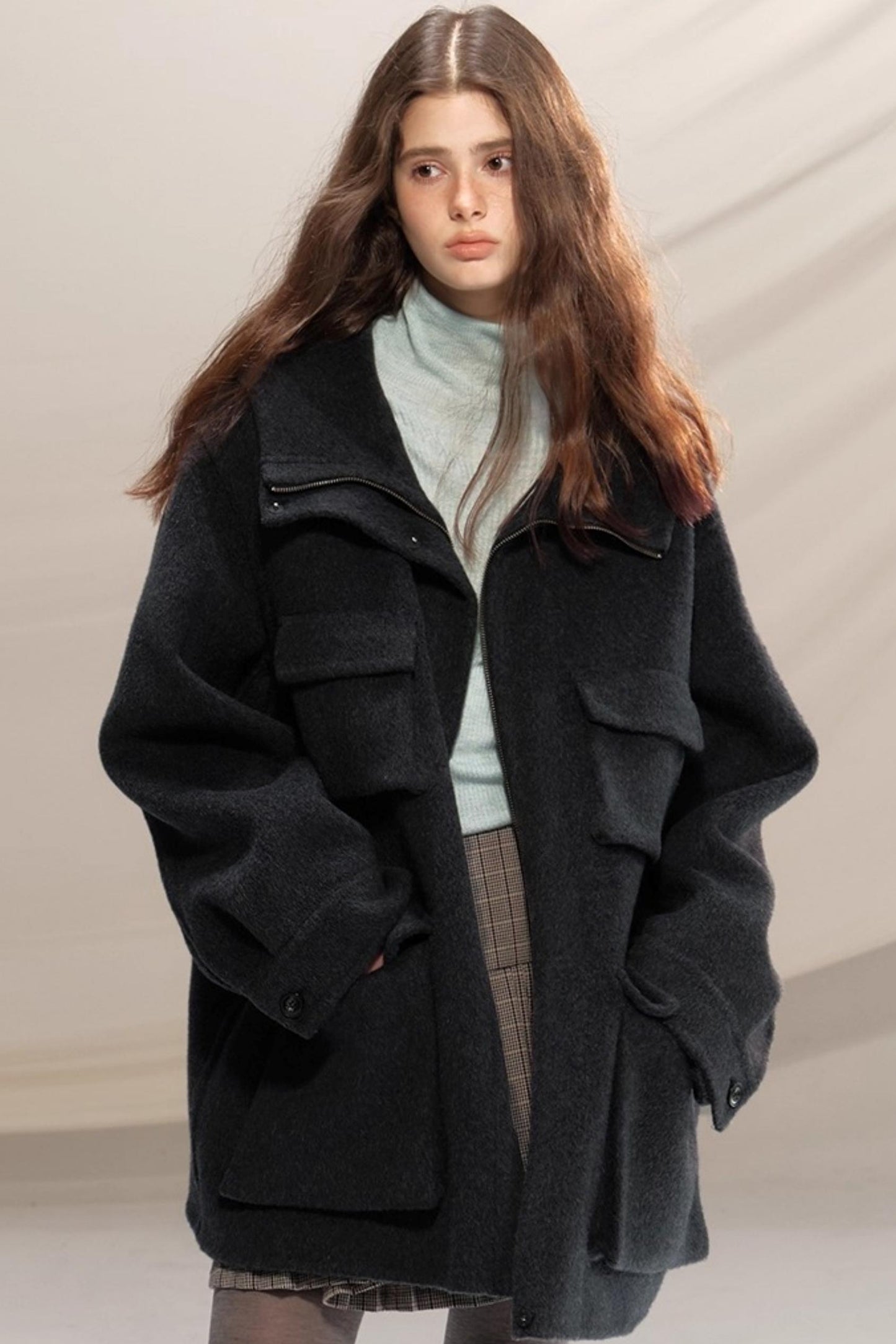 Seamless Wool Turtleneck Sweater