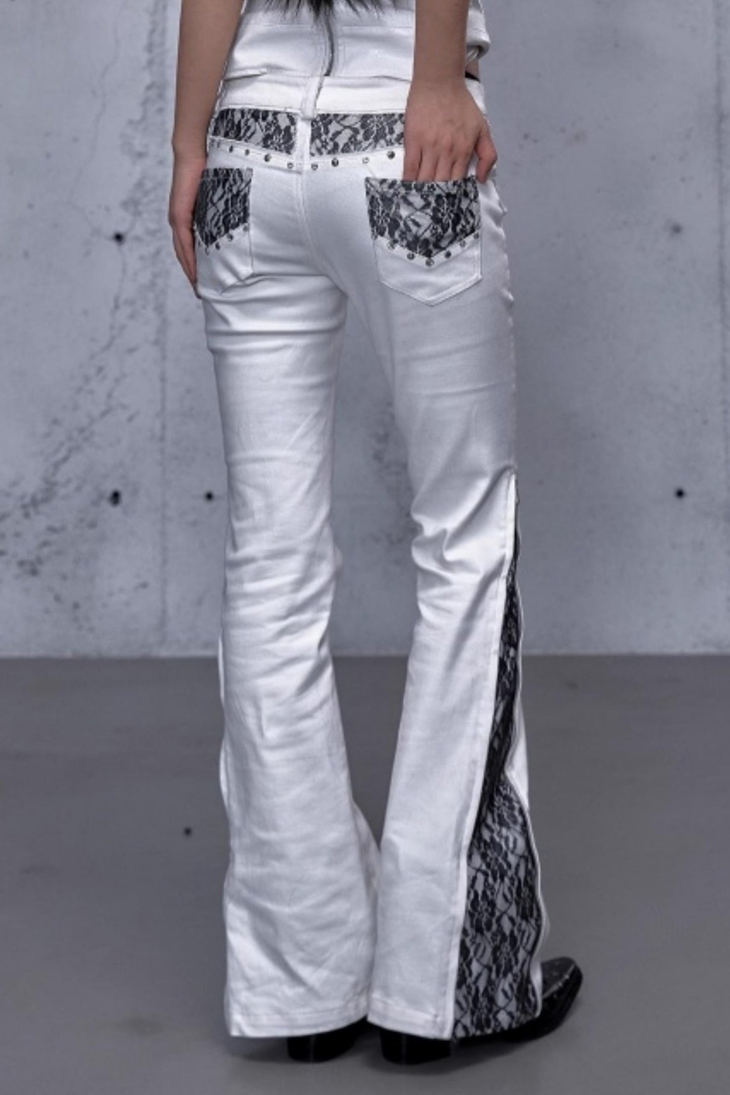 Retro Gold Foil Denim Pants