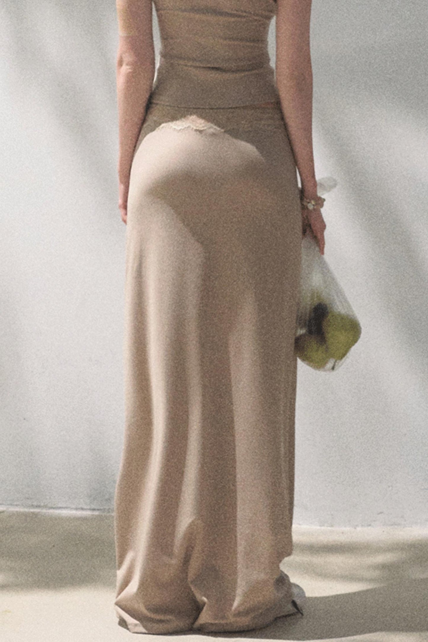 Lace-Trimmed High Waist Skirt