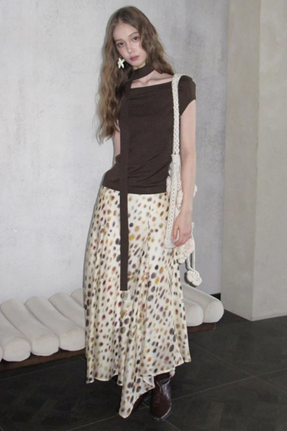 Artistic Polka Dot Asymmetrical Skirt