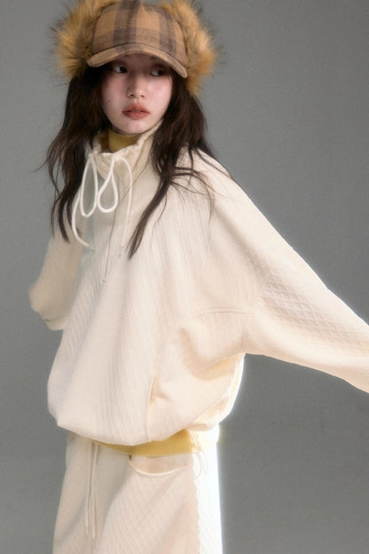 Moroccan Quilted Texture Sweatshirt Skirt Set-Up