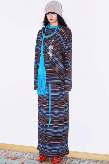 Striped Brushed Long-Sleeved Top