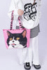 Große Standard-Tragetasche mit Rosen-Katzen-Streifen, einzelne Tasche