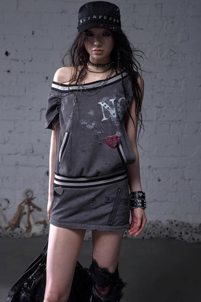 Detachable Hem Punk Corset Dress