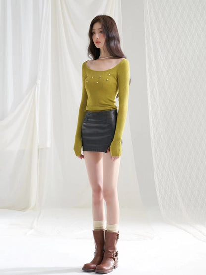 RunRunSweet wool knit slim long sleeve top