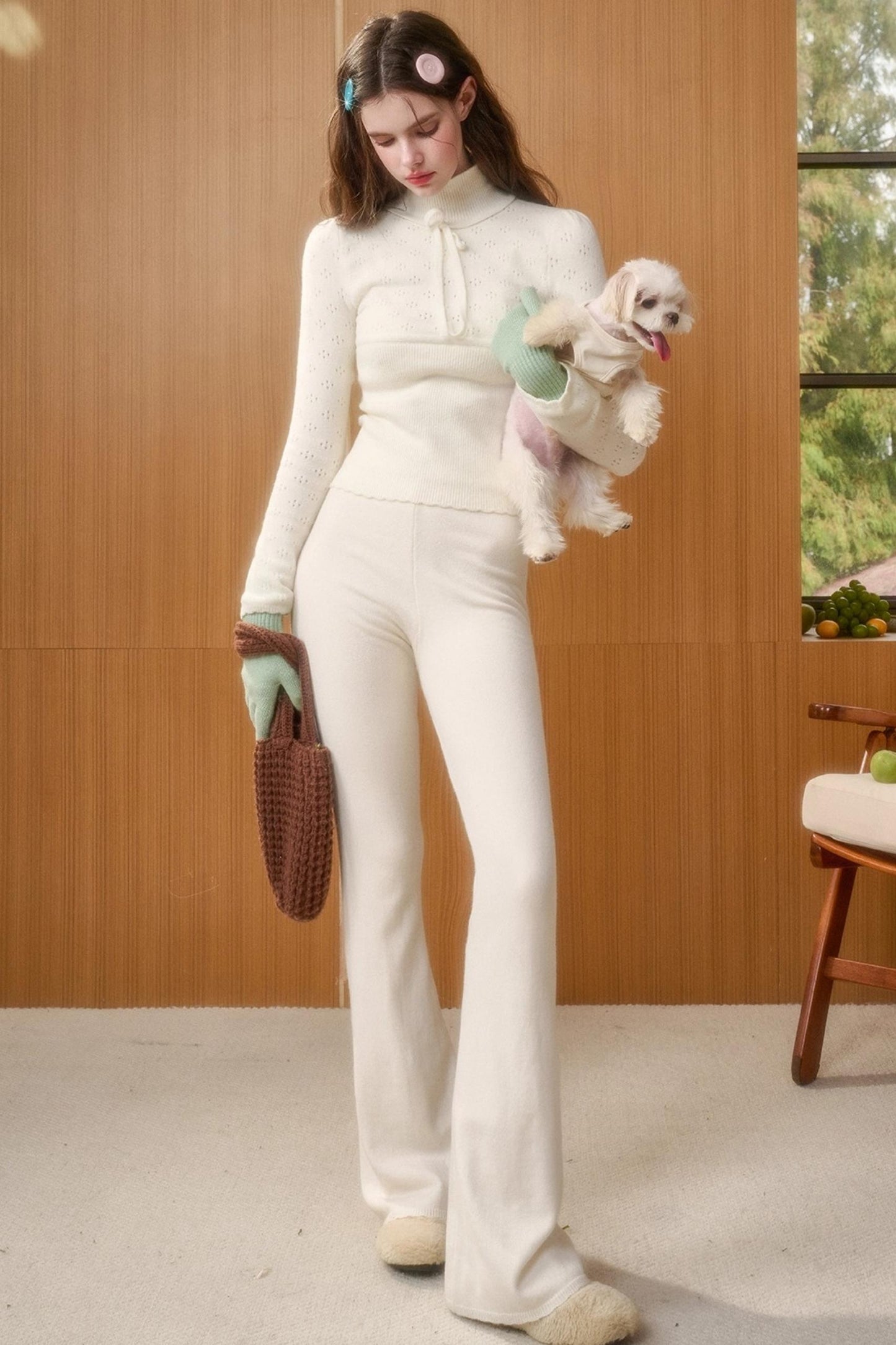 Soft Gemstone Wool Pants Set-Up