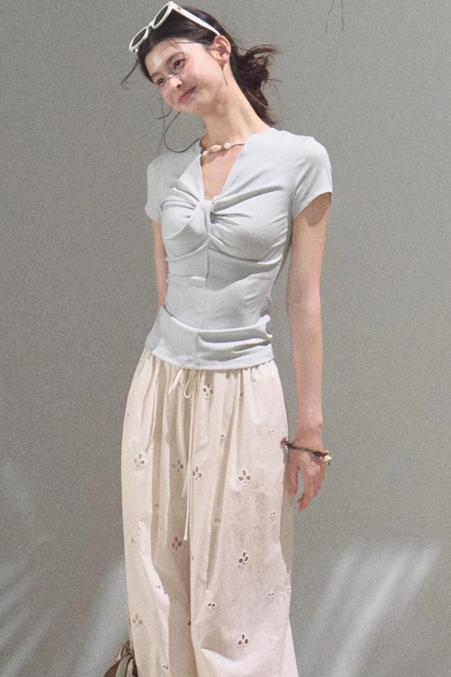 V-Neck Beaded T-Shirt