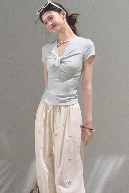 V-Neck Beaded T-Shirt