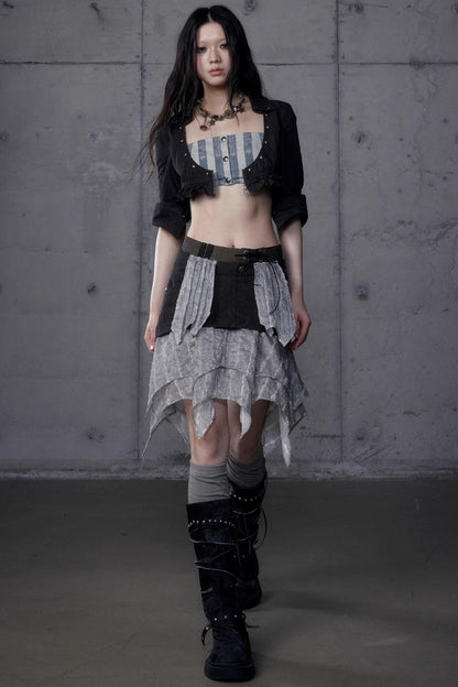 Vintage Punk Court Slim Print Long-Sleeved Shirts