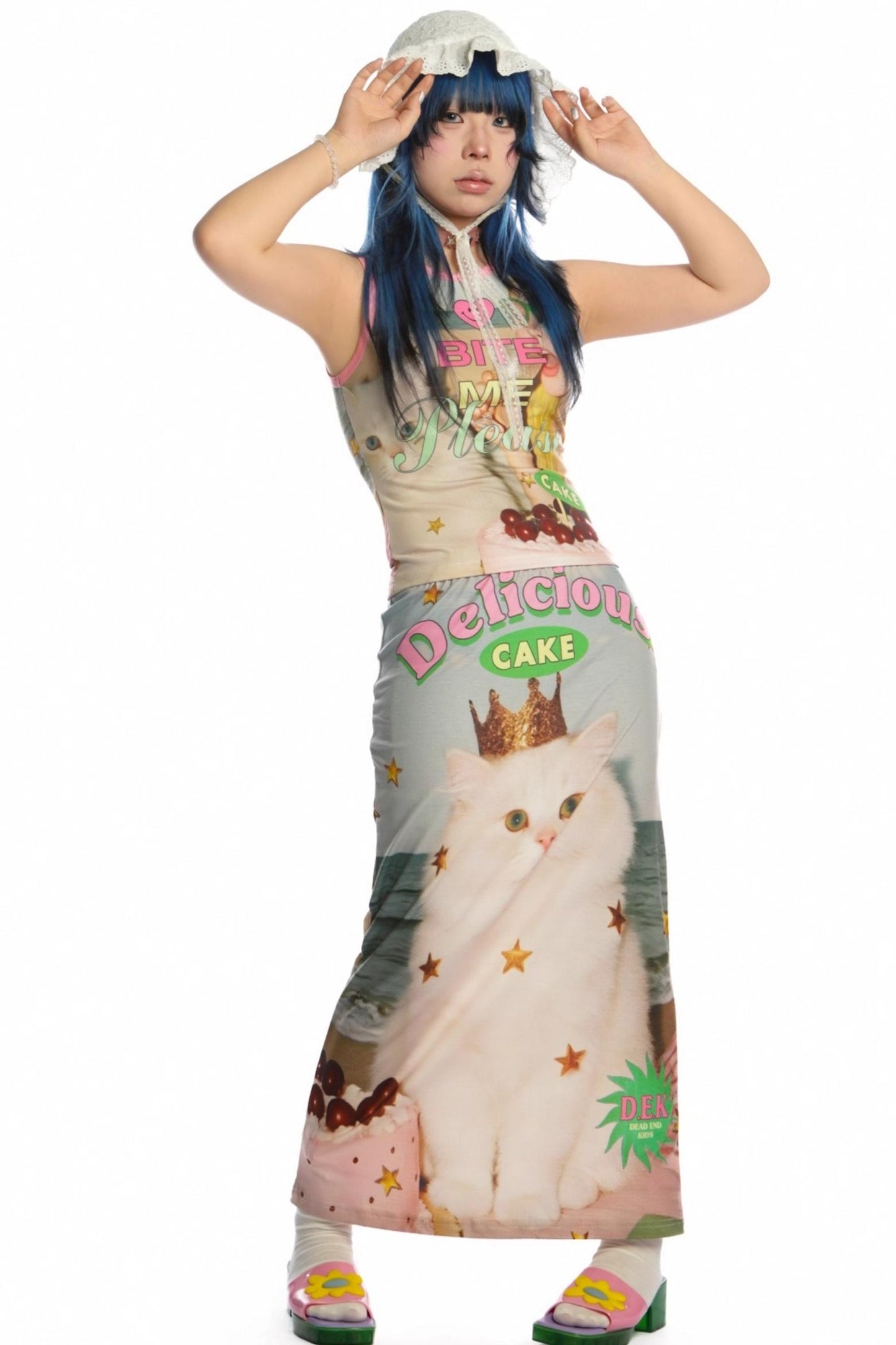 Reversible Print Stretch Casual Maxi Skirt