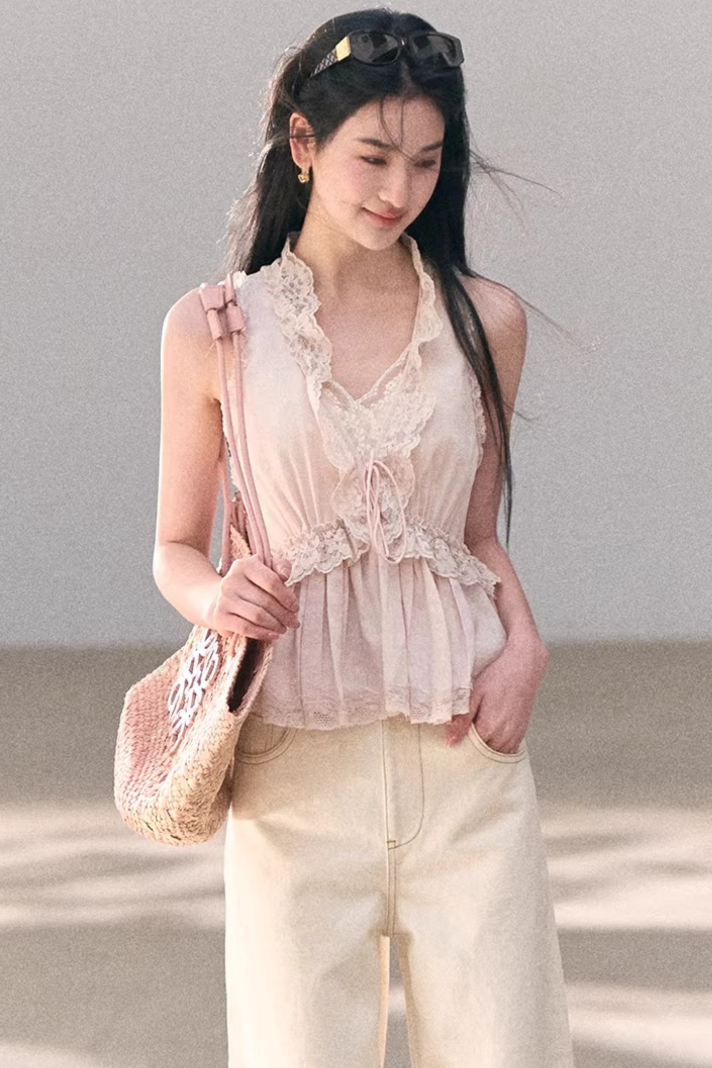 Hidden Petals Silk Lace Top