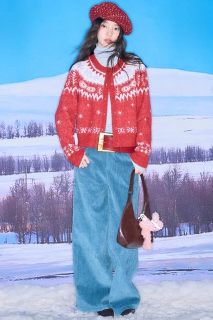 Snowflake Jacquard Cardigan Set-Up