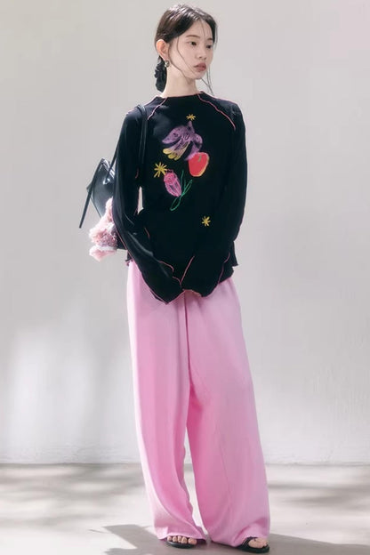 Linen Blend Wide-Leg Pants