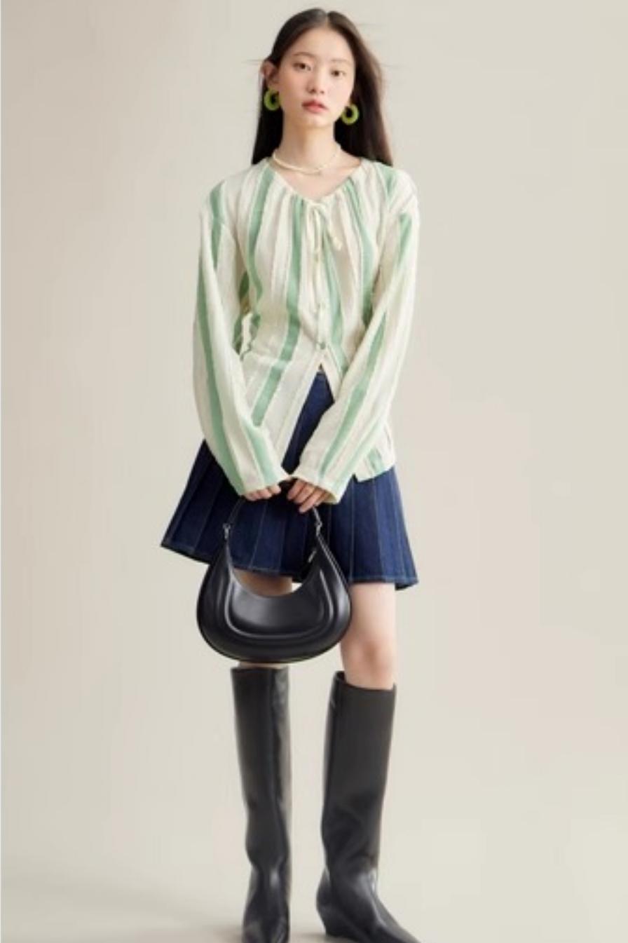 Elven Stripe Cardigan Skirt Set-Up