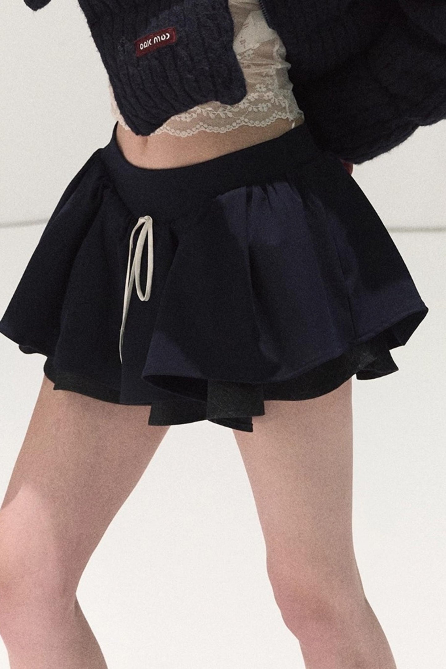 Plaid Color-Blocked Puffy Skirt