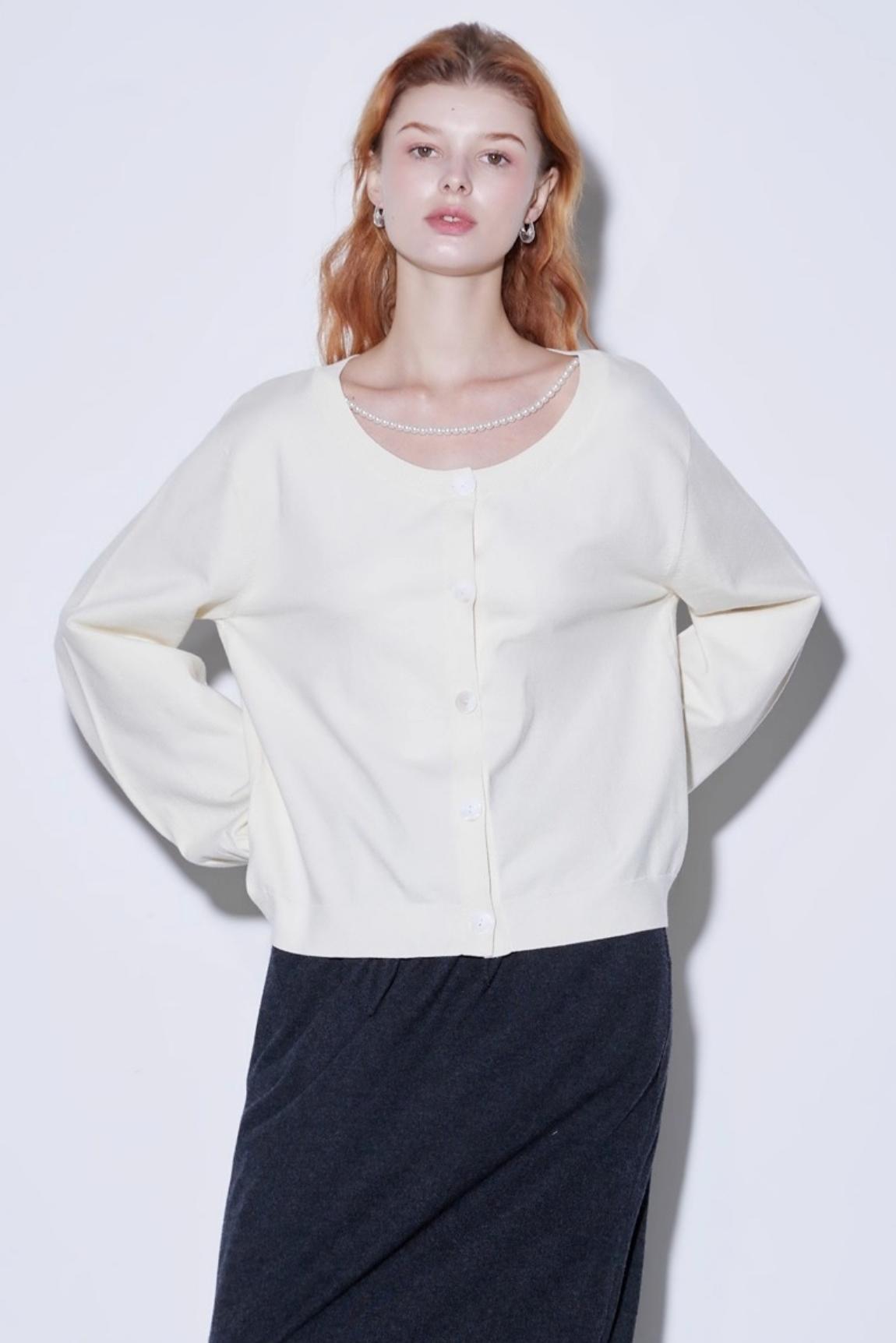 Custom Pearl Silk Cardigan