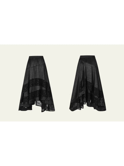 Retro Lace Splicing Half-body Skirt