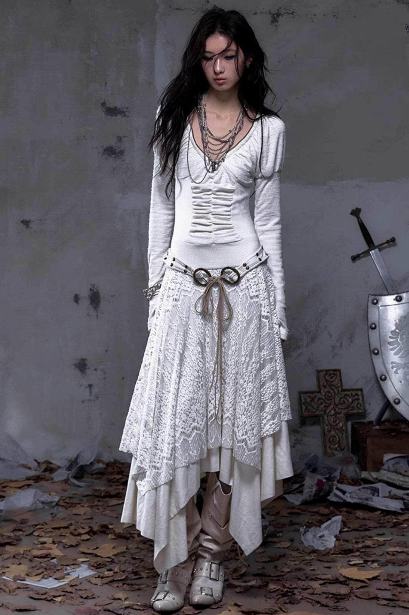 Court Dream Puff Sleeve Lace Maxi Dress