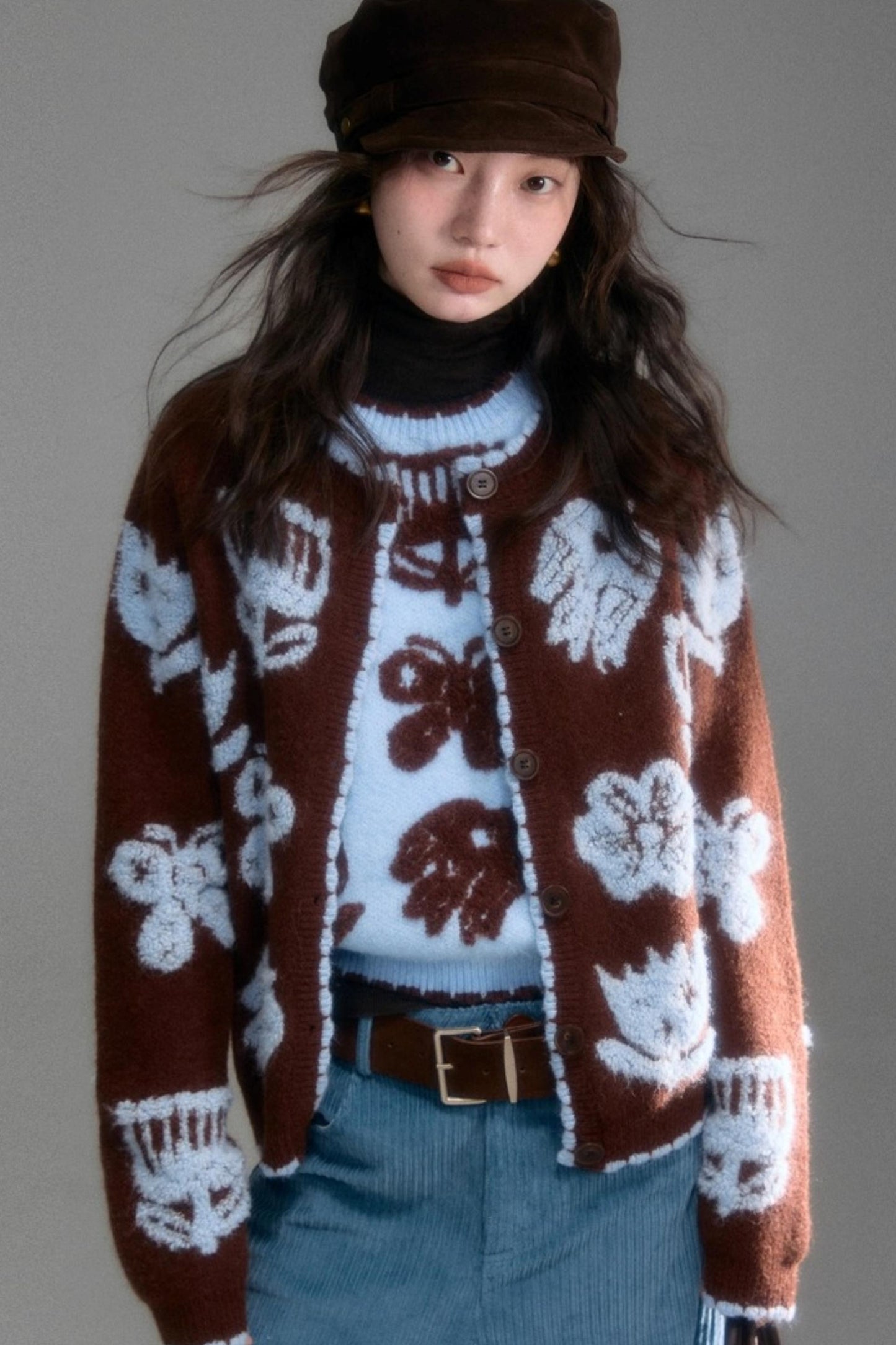 Velvet Jacquard Cardigan Set-Up