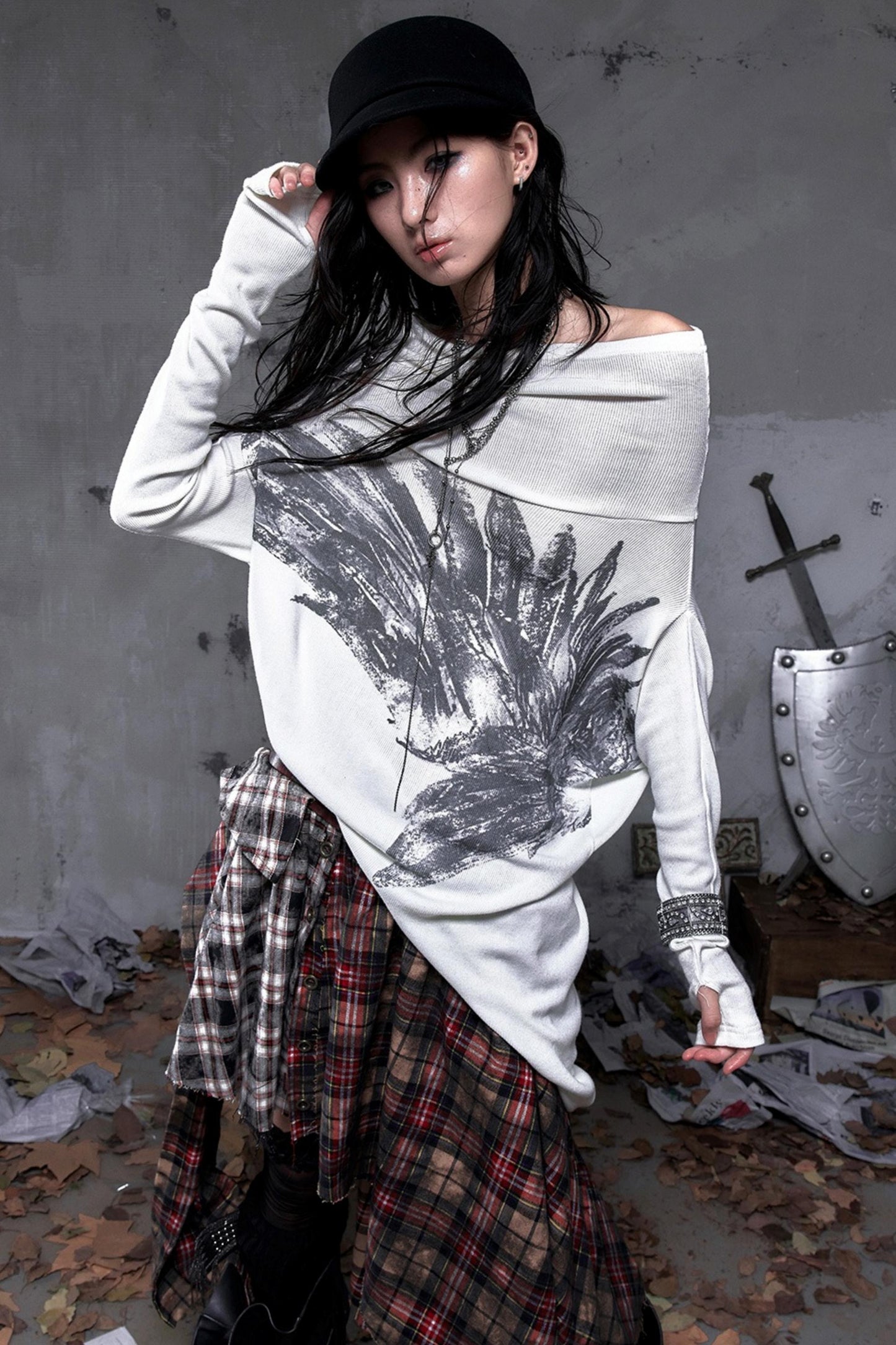 Wasteland Swing Collar Knitted Tops