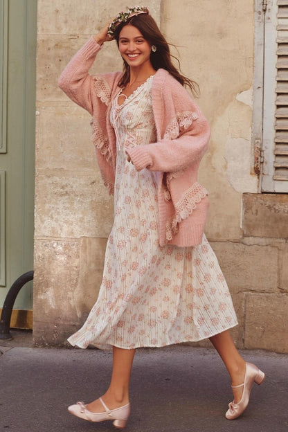 Slimming Rose V-Neck Dress