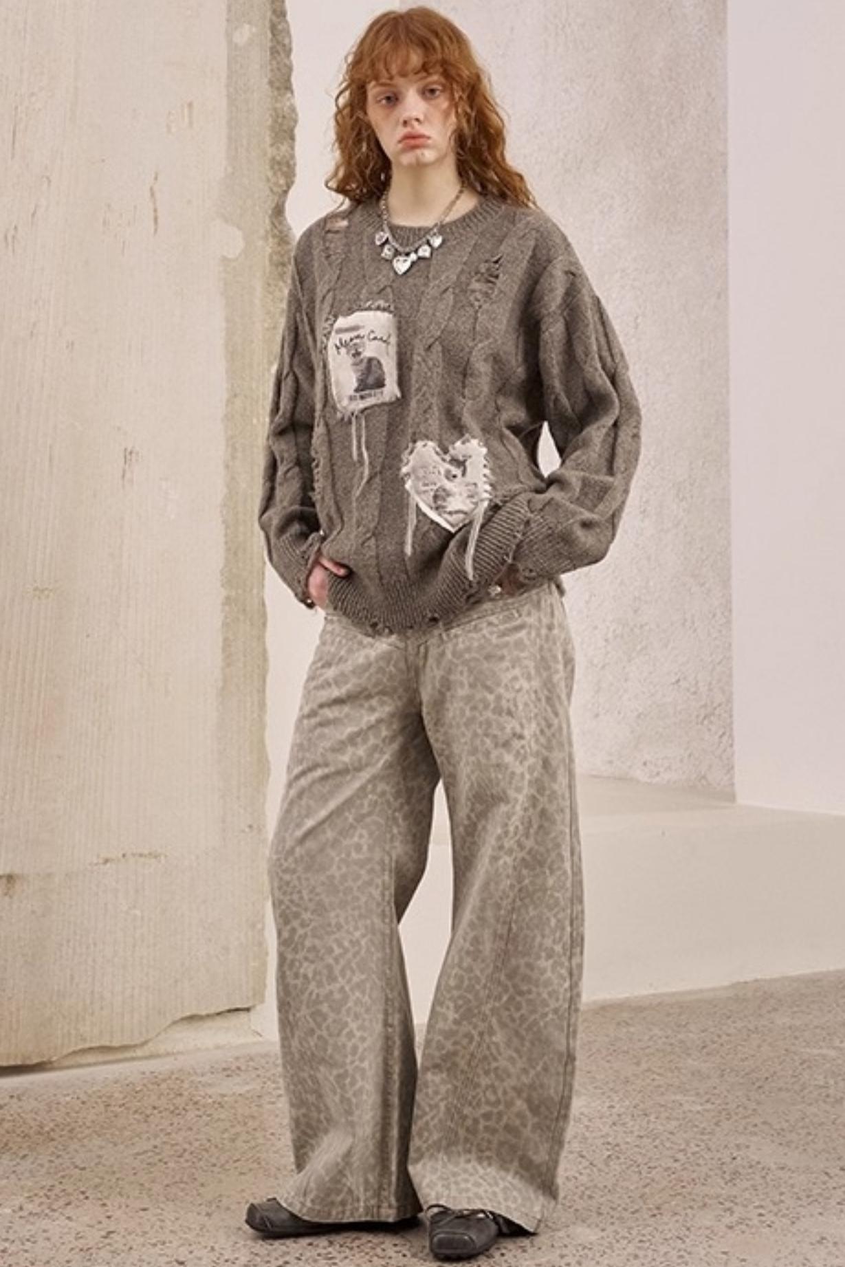 Leopard Print Straight Loose Pants