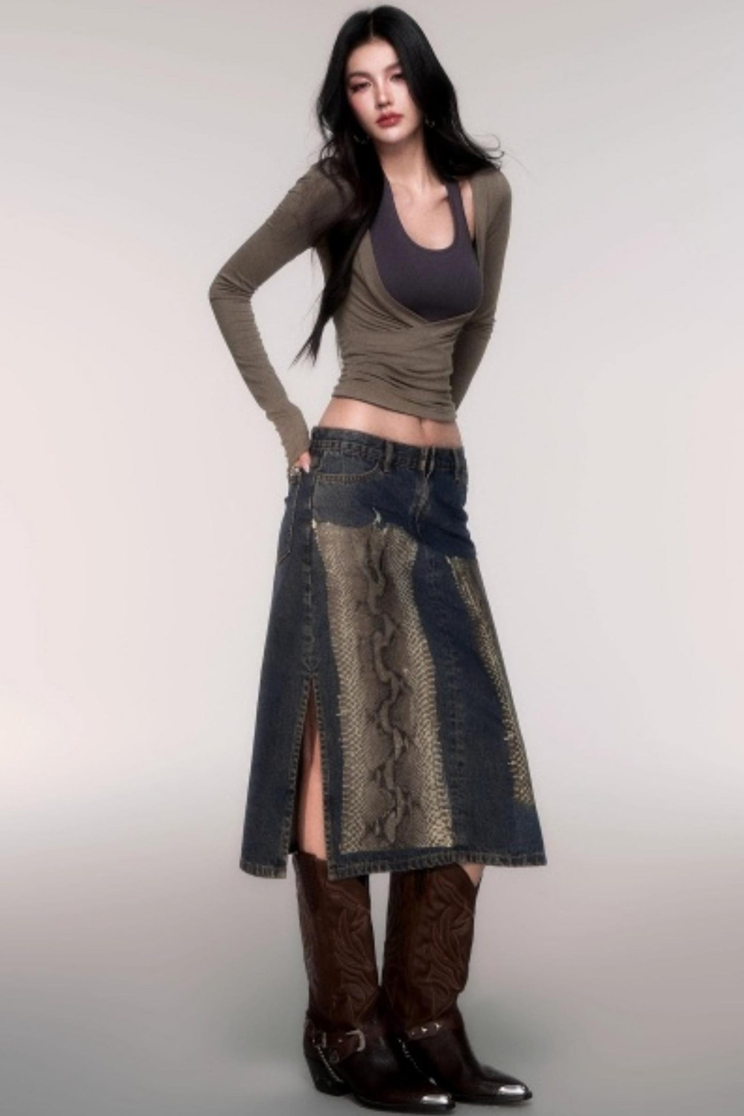 Two-Piece Halterneck Long Sleeve Top