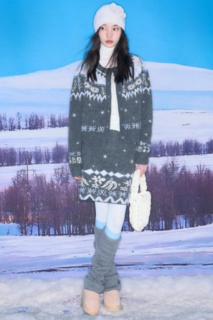 Snowflake Jacquard Cardigan Set-Up
