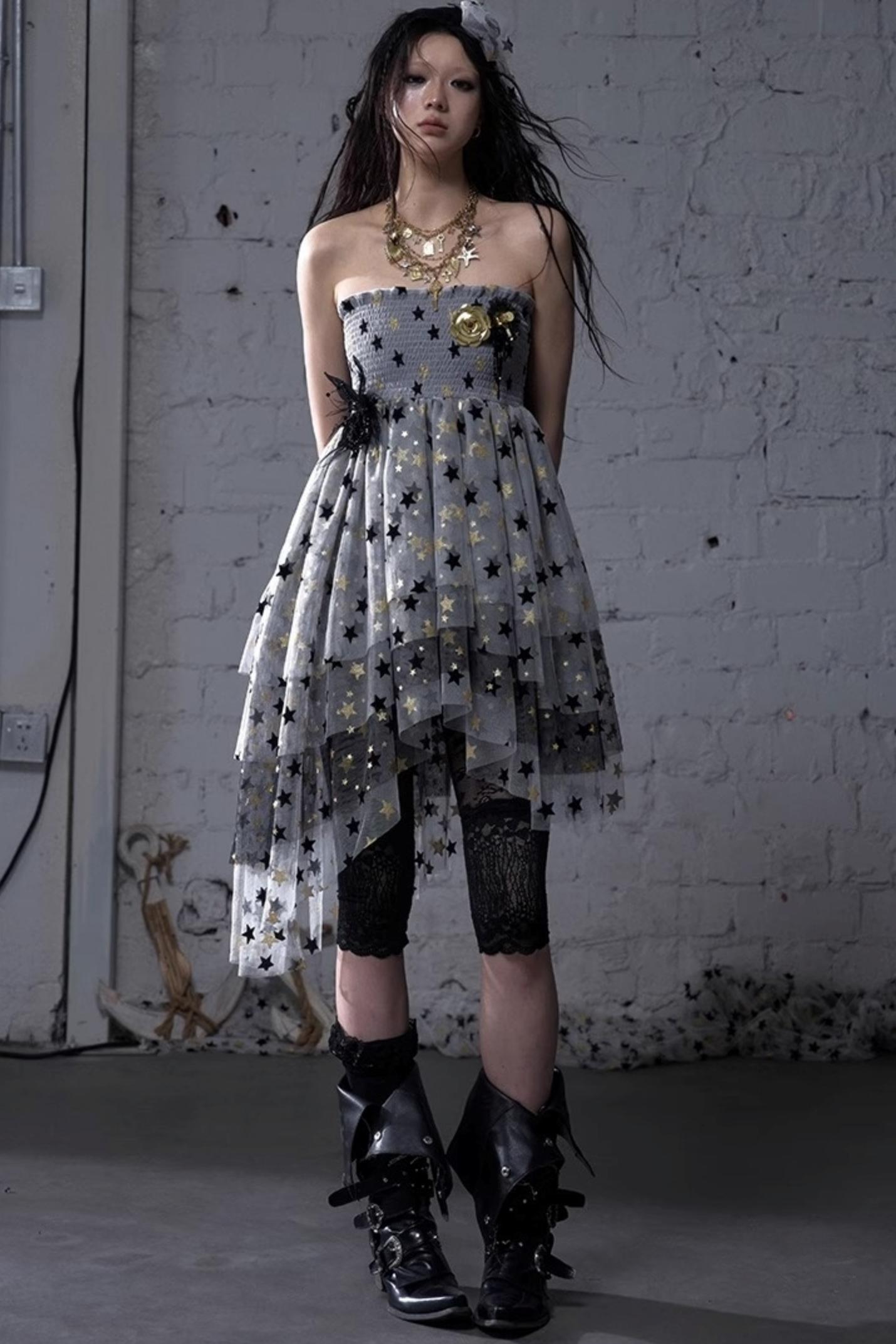 Dreamy Mesh Bustier Gown Dress