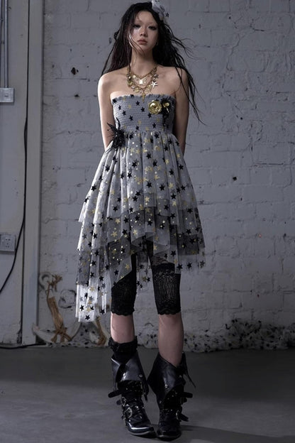 Dreamy Mesh Bustier Gown Dress