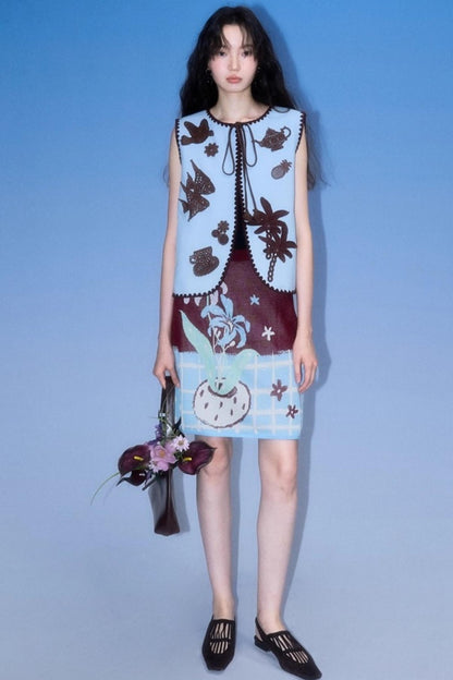 Original Lily Jacquard Tencel Vest Skirt Set-Up