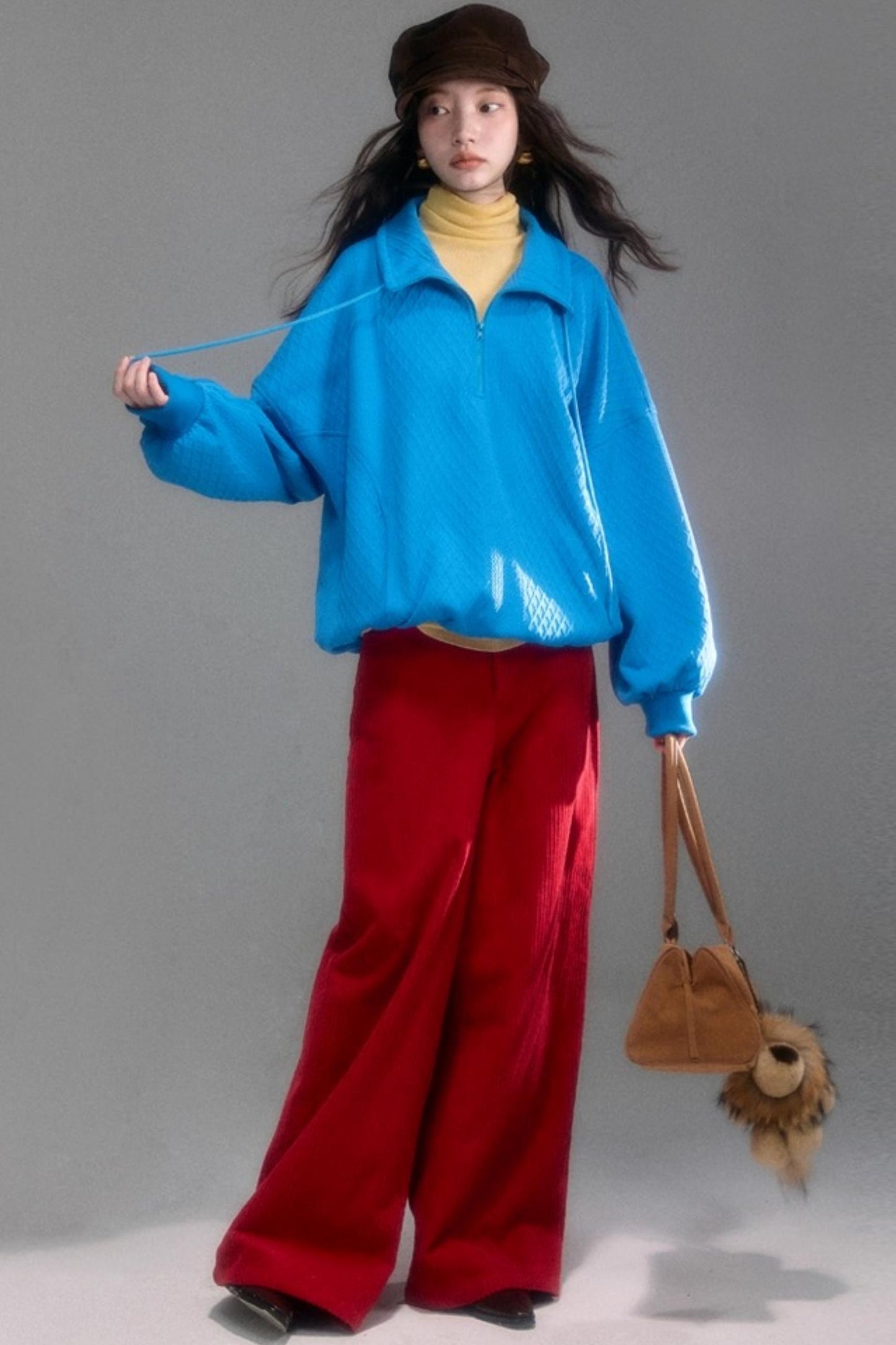 Moroccan Quilted Texture Sweatshirt Skirt Set-Up